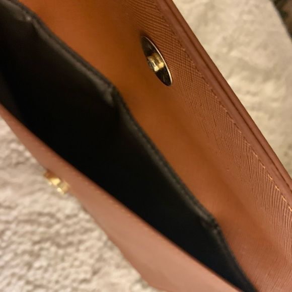 Brand New CARAMEL Clutch with Gold Accents - Picture 9 of 10